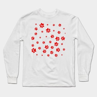 Red Footprints of the dog Long Sleeve T-Shirt